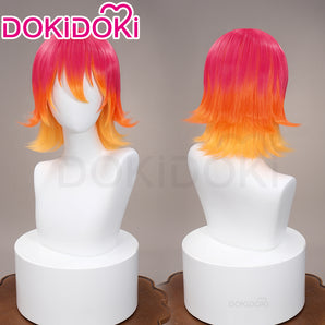 DokiDoki Anime FLCL Cosplay Haruko Haruhara Wig Short Straight Yellow Pink Gradient Hair