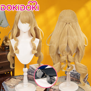 【US LOCAL SHIPPING 】DokiDoki Game Genshin Impact Wig Cosplay Fontaine Navia Cosplay Wig Long Curly Yellow Hair