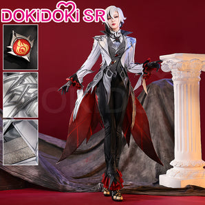 【Partially Ready For Ship】【Size S-2XL】DokiDoki-SR Game Genshin Impact Fontaine Fatui Harbinger Cosplay The Knave Arlecchino Costume / Shoes