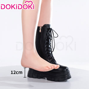 【12CM】DokiDoki Height Increasing Shoes / Elevator Shoes Martin Boots Black White 12CM Platform Shoes