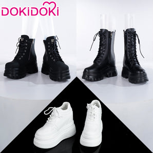 【12CM】DokiDoki Height Increasing Shoes / Elevator Shoes Martin Boots Black White 12CM Platform Shoes